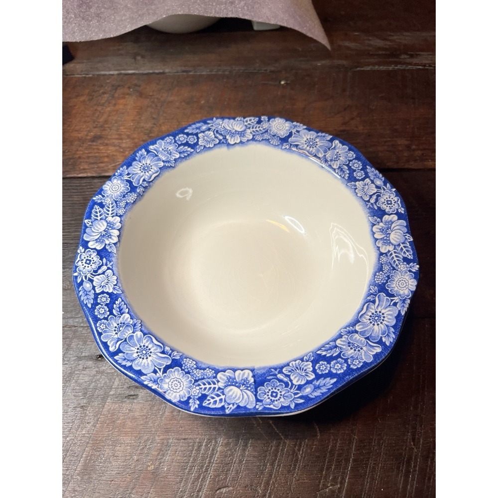 Staffordshire Ironstone Liberty Blue Colonial Vegetable Bowl with lip